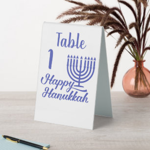 Plaque De Table Joyeux Hanukkah numéroté