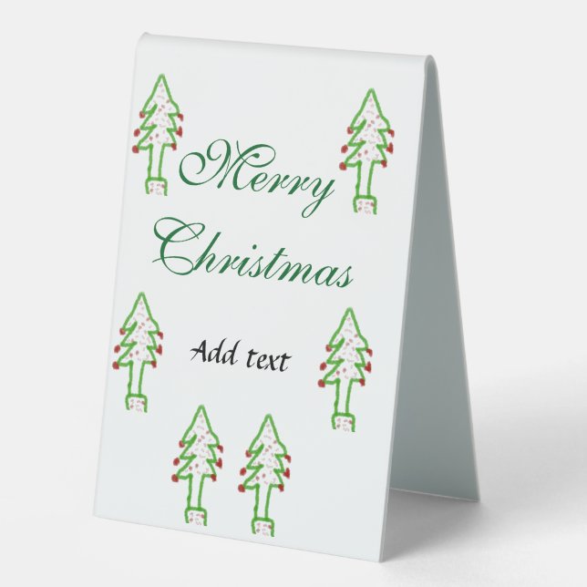 Plaque De Table Joyeux Noël vert sapin rouge cerise de Noël (Recto)