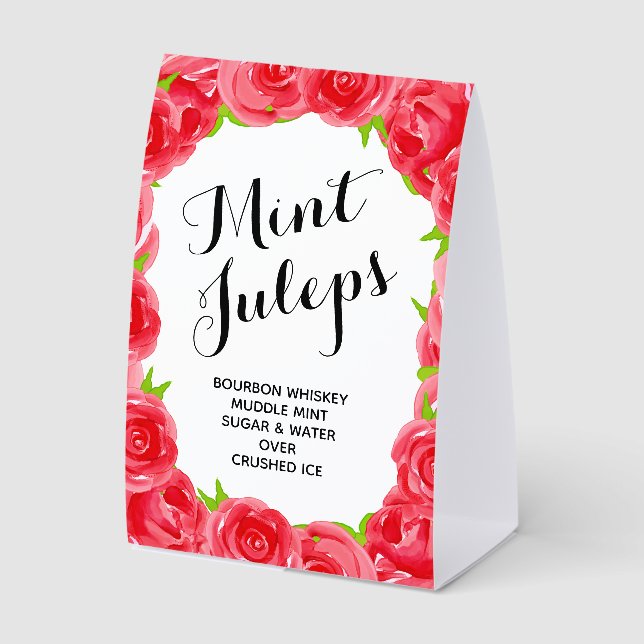 Plaque De Table Juleps à la menthe aux roses rouges (Recto)