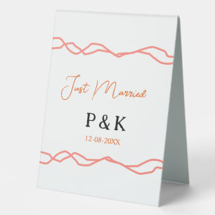 Plaque De Table Juste marié ajouter nom de couple date rouge vinta