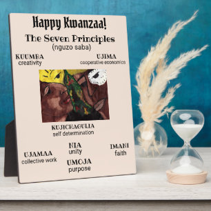 Plaque de table KWANZAA PRINCIPLES avec Easel
