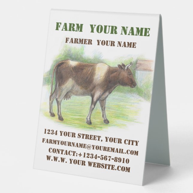 Plaque De Table La ferme à la vache (Recto)