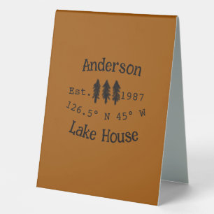 Plaque De Table Lake house et. Date année coordonnées personnalisé