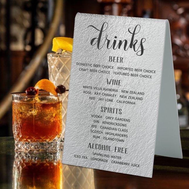 Plaque De Table Laver la calligraphie Barre d'argent Menu Panneau  (Créateur téléchargé)