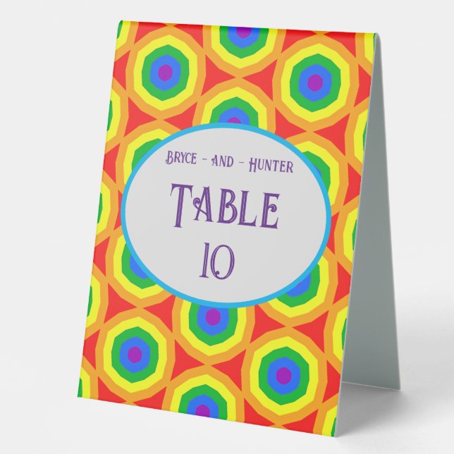 Plaque De Table LBGTQA+ Design arc-en-ciel (Recto)