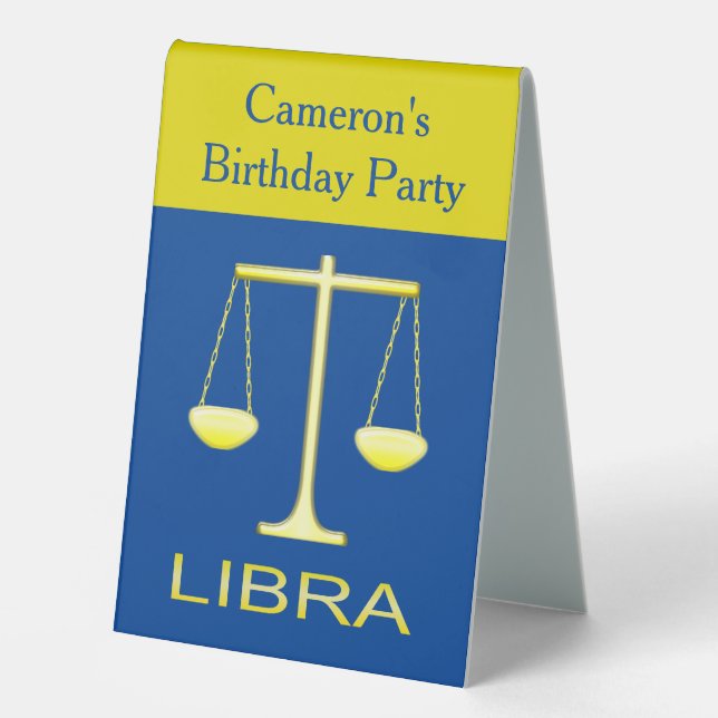 Plaque De Table Libra Golden Scales Star Sign Custom Anniversaire (Recto)