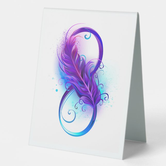 Plaque De Table L'infini avec plume violette (Recto)