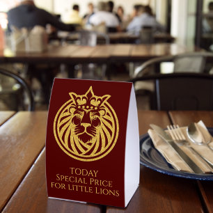 Plaque De Table Lion Avec Couronne - Style Or 4