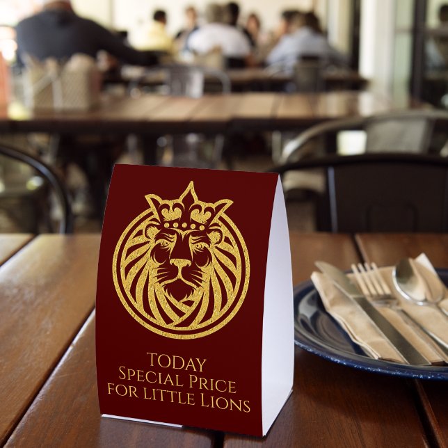 Plaque De Table Lion Avec Couronne - Style Or 4 (Insitu (restaurant))