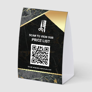 Plaque De Table Liste de prix du code QR du salon de coiffure et d