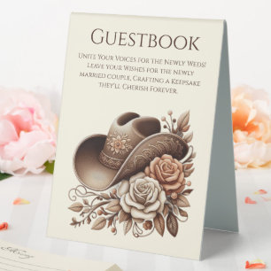 Plaque De Table Livre d'or mariage Casquette de la fille avec fleu