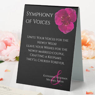 Plaque De Table Livre d'or mariage - Symbole noir Fuchsia Orchidée