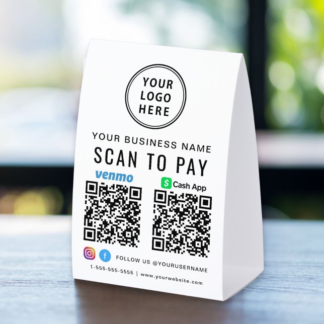 Plaque De Table Logo CashApp Venmo Codes QR de paiement par numéri (Créateur téléchargé)