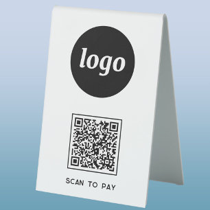 Plaque De Table Logo Code QR Entreprise Scannez pour Payer