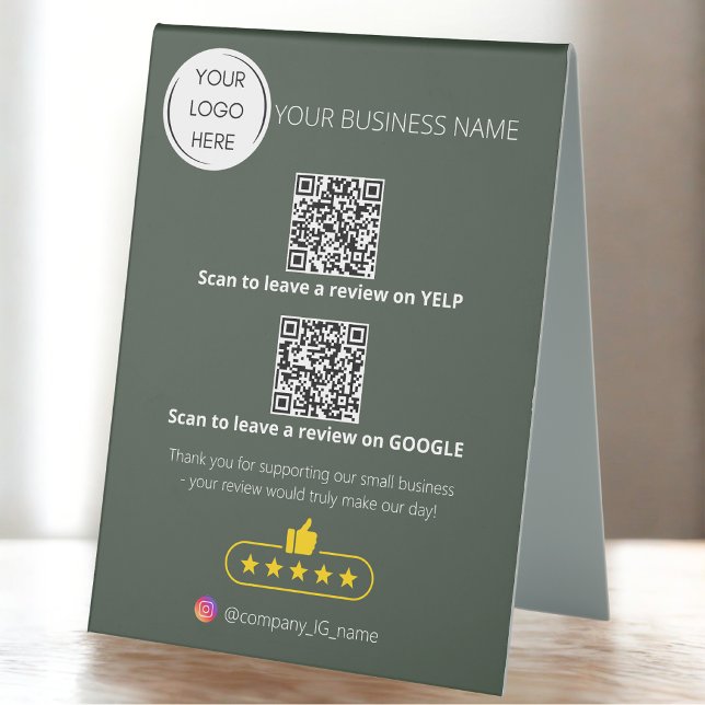 Plaque De Table Logo code QR examen des entreprises GOOGLE et YELP (Créateur téléchargé)