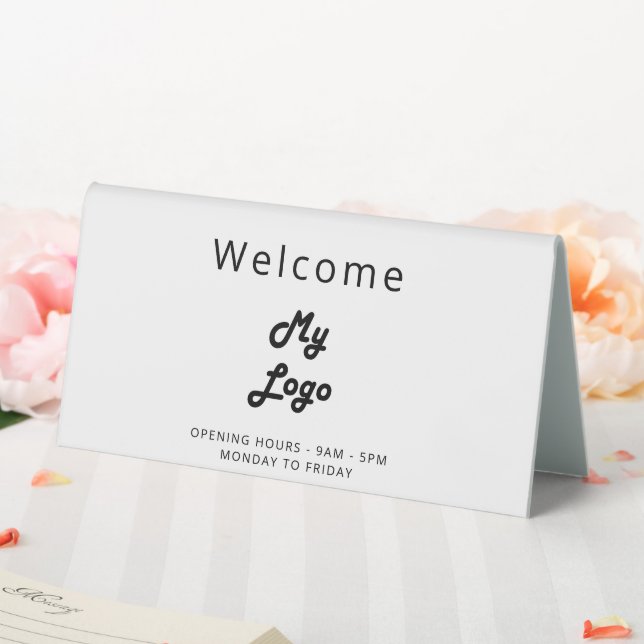 Plaque De Table Logo commerce blanc noir ouvert bureau fermé (In SItu (Mariage))