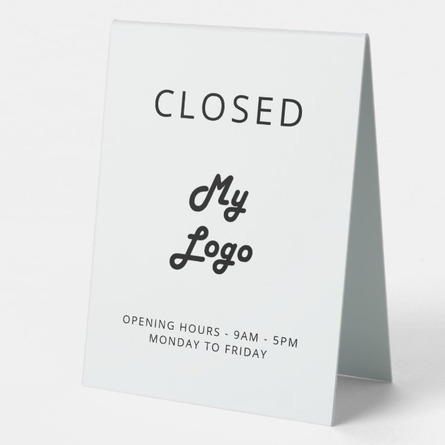Plaque De Table Logo commerce blanc noir ouvert fermé (Verso)