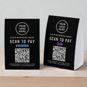 Plaque De Table Logo commercial Venmo Zelle Code QR Scan Paiement
