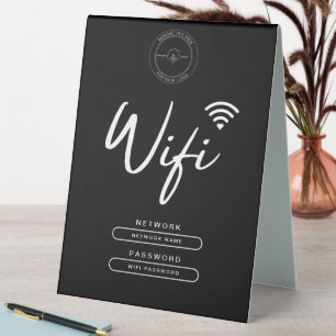 Plaque De Table Logo d'affaires moderne noir et blanc Détails Wifi