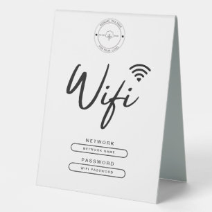 Plaque De Table Logo d'affaires moderne noir et blanc Détails Wifi