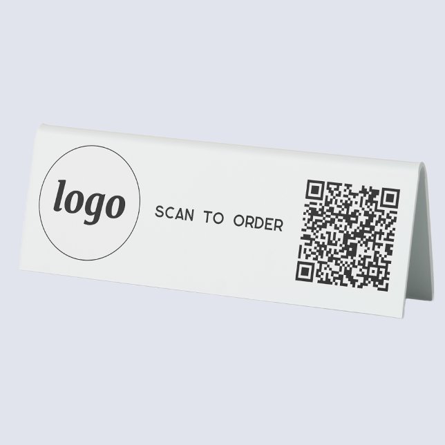Plaque De Table Logo de code QR Analyse d'entreprise pour commande (Logo QR code Scan to Order acrylic sign for cafe bar restaurant shop store stall business)