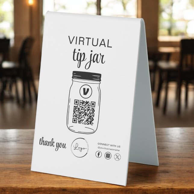 Plaque De Table Logo de code QR Jar de conseil virtuel (Créateur téléchargé)