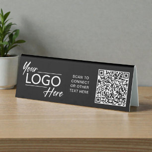 Plaque De Table Logo d'entreprise Code QR Noir
