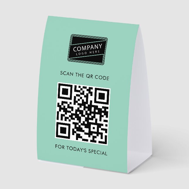 Plaque De Table Logo d'entreprise et code QR personnalisé (Recto)