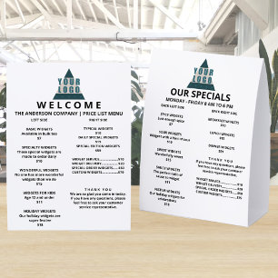 Plaque De Table Logo d'entreprise Liste double colonne promotionne