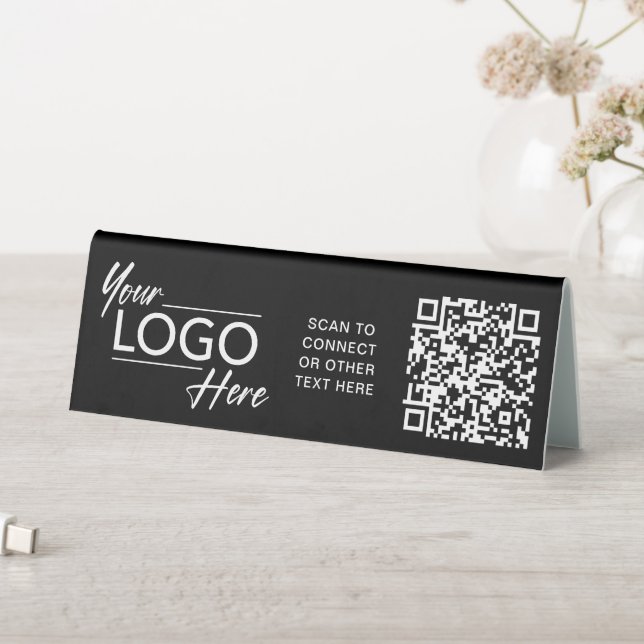 Plaque De Table Logo d'entreprise moderne QR Code noir (En SItu (Tableau))