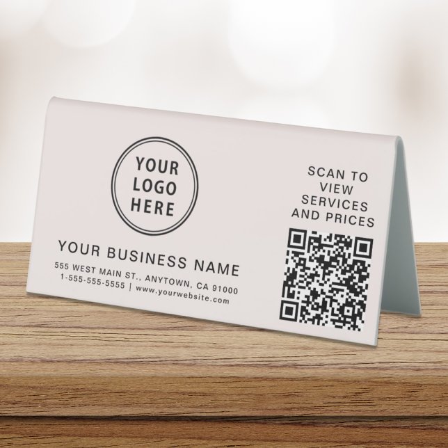 Plaque De Table Logo d'entreprise moderne QR Code rose (Créateur téléchargé)