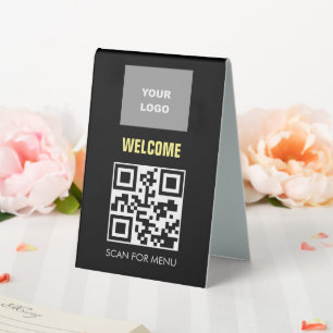 Plaque De Table Logo du menu numérisable sans contact de code QR n