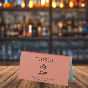 Plaque De Table Logo entreprise terre cuite bureau fermé ouvert