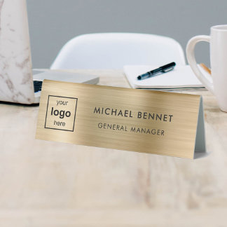 Plaque De Table Logo Faux Gold Metal Professionnel
