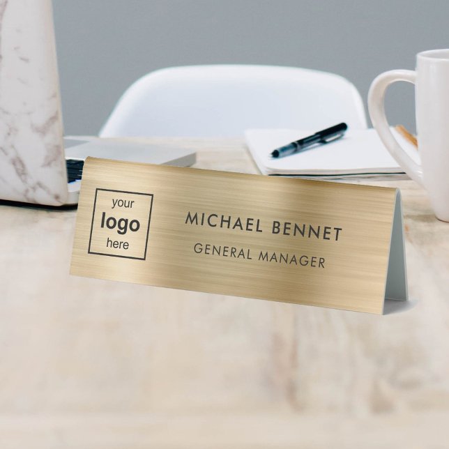 Plaque De Table Logo Faux Gold Metal Professionnel (Créateur téléchargé)