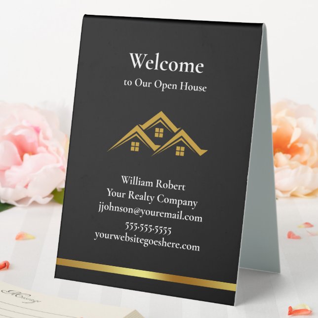 Plaque De Table Logo Maison Dorée Immobilier Agent Immobilier Mode (In SItu (Mariage))