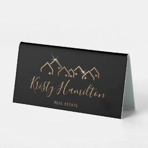 Plaque De Table logo maison immobilier professionnel moderne
