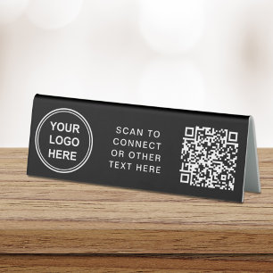 Plaque De Table Logo moderne QR Code noir