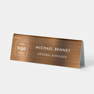 Plaque De Table Logo Personnalisé Copper Entreprise Professionnell