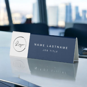 Plaque De Table Logo Personnalisé Marine Blue Elegant Professionne