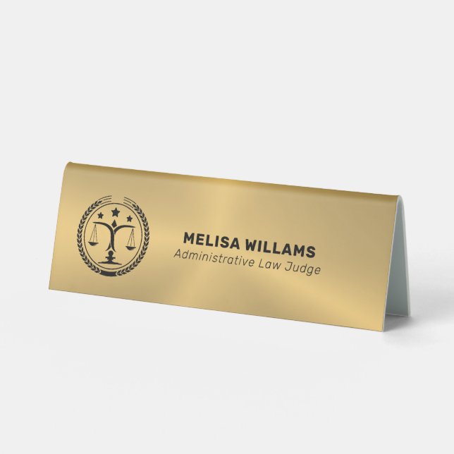 Plaque De Table Logo personnalisé métal or (Recto)