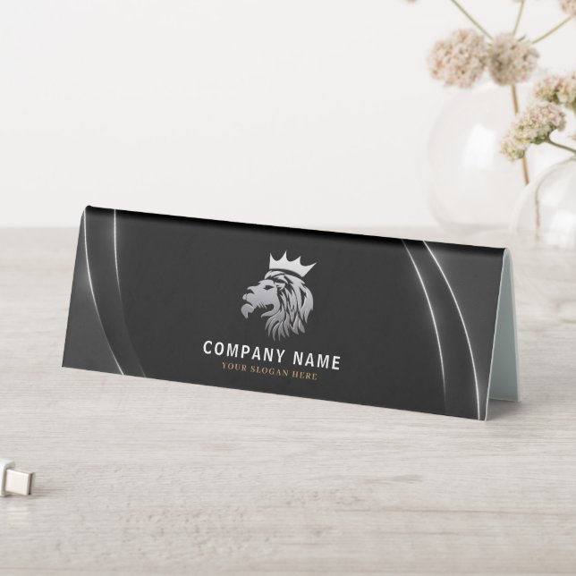 Plaque De Table Logo Professionnel Élégant Lion Argent (En SItu (Tableau))