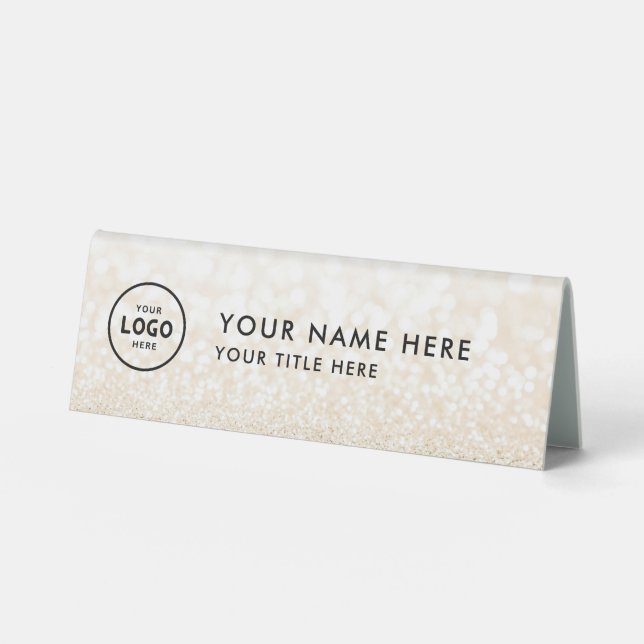 Plaque De Table Logo professionnel tendance pour entreprise Bureau (Recto)