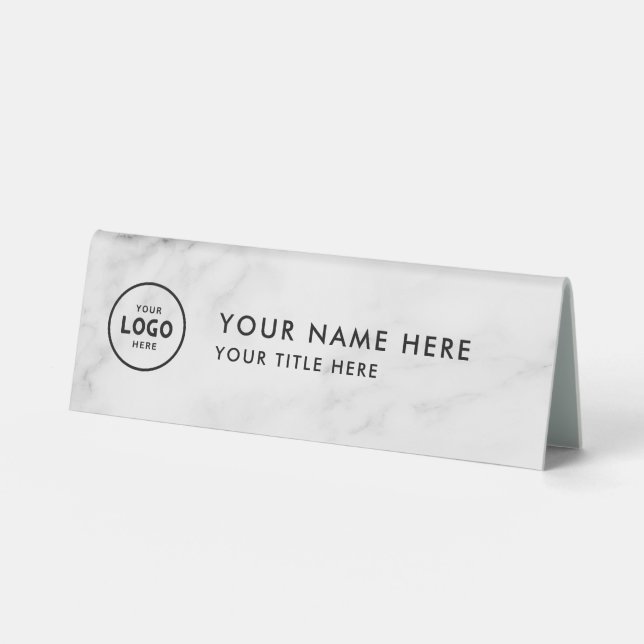 Plaque De Table Logo professionnel tendance pour entreprise Bureau (Recto)