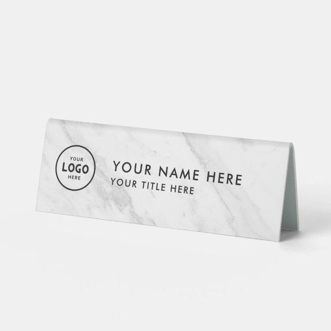 Plaque De Table Logo professionnel tendance pour entreprise Bureau (Recto)
