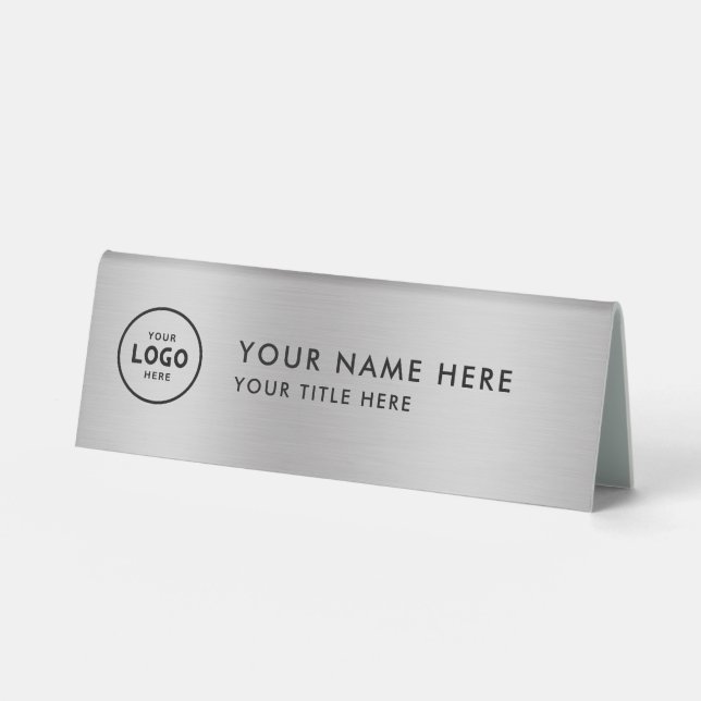 Plaque De Table Logo professionnel tendance pour entreprise Bureau (Recto)
