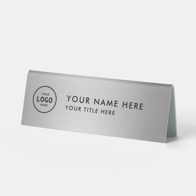 Plaque De Table Logo professionnel tendance pour entreprise Bureau (Recto)