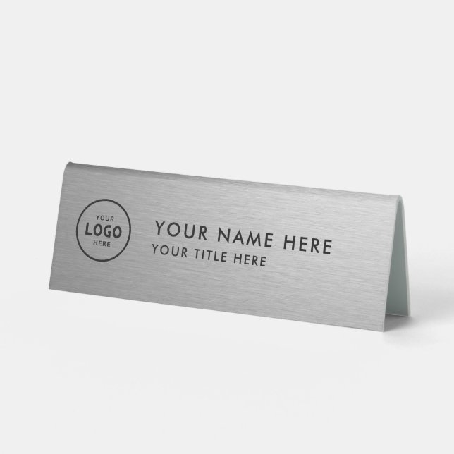 Plaque De Table Logo professionnel tendance pour entreprise Bureau (Recto)