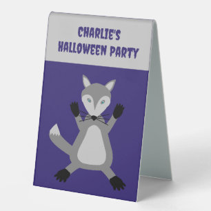 Plaque De Table Loup d'Halloween mignon et effrayant personnalisé
