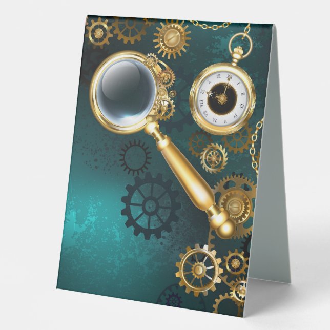 Plaque De Table Loupe en style Steampunk (Recto)